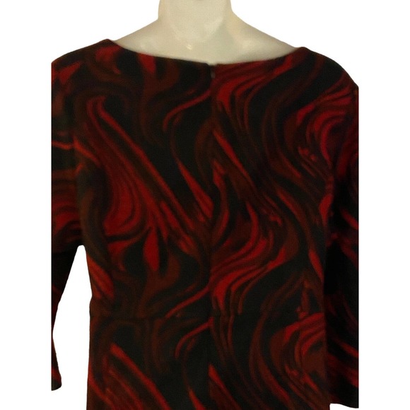 Midnight Velvet Textured Bell Sleeve Office Church Party Knee Length Red Dress - Picture 9 of 12